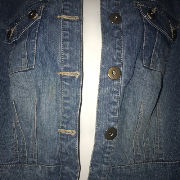 French Cuff Denim Jean Jacket Size L EUC - Picture 3 of 8